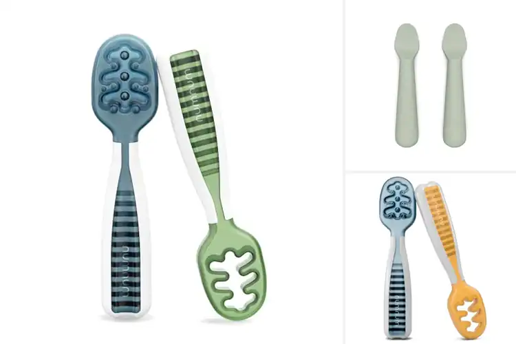 Detailed view of Best 2 Pack Baby Spoons Set for Mess-Free Self-Feeding