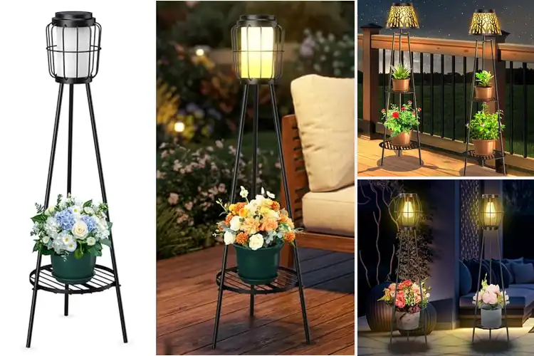 Detailed view of Best Triangular Plant Stand Solar Lamps For Garden