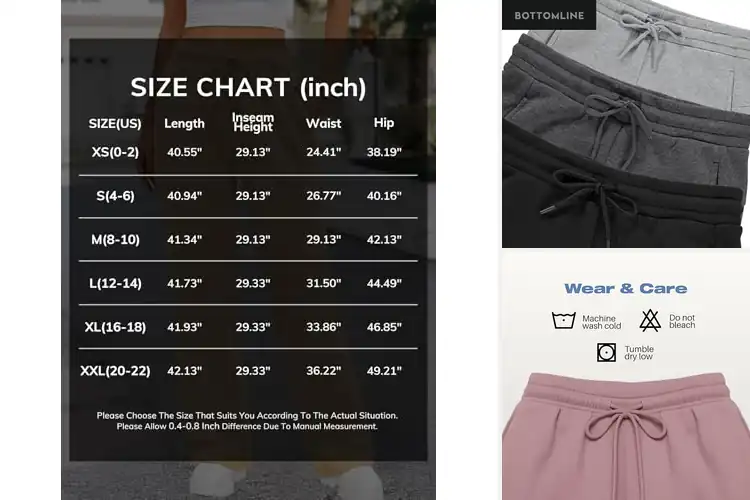 Detailed view of Best Womens Thick Sweatpants